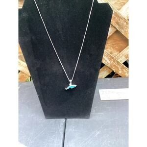 925 Sterling Silver Blue Dolphin Pendant Necklace